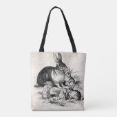 ヴィンテージラビットファミリーイラストレーションベビーバンニー トートバッグ (裏面)