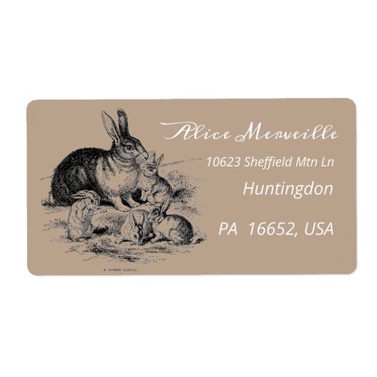ヴィンテージラビットファミリーパーソナライズされた- ラベル (正面)