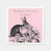 ヴィンテージラビットファミリー – ハッピーイースター スタンダードカクテルナプキン (正面)