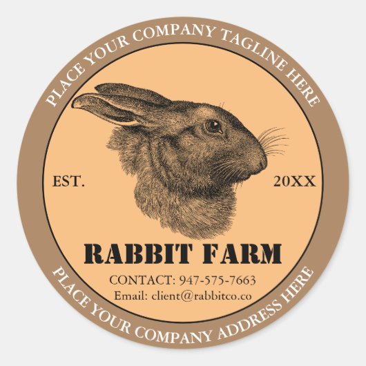 ヴィンテージラビットファームラベルシール ラウンドシール (正面)