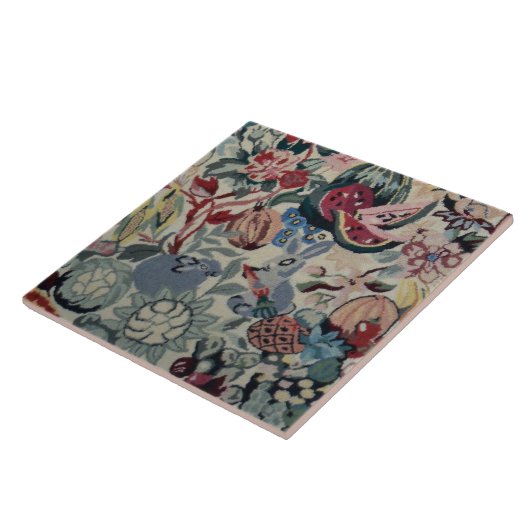 ヴィンテージラビットフルーツフローラファームハウスコテージアート タイル (側面)