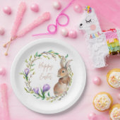 ヴィンテージラビットフローラリースフラワーイースターバニー ペーパープレート (パーティー)