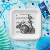 ヴィンテージラビットブラック&クリーム子供部屋キャンバス印刷 ペーパープレート (パーティー)