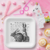 ヴィンテージラビットブラック&クリーム子供部屋キャンバス印刷 ペーパープレート (パーティー)