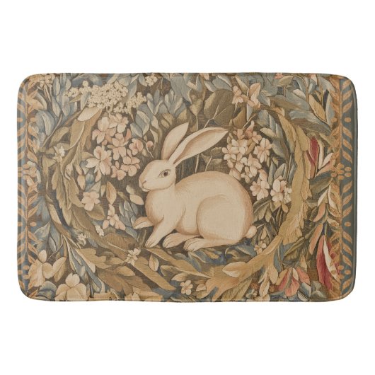 ヴィンテージラビット中世タペストリースタイル バスマット (正面)