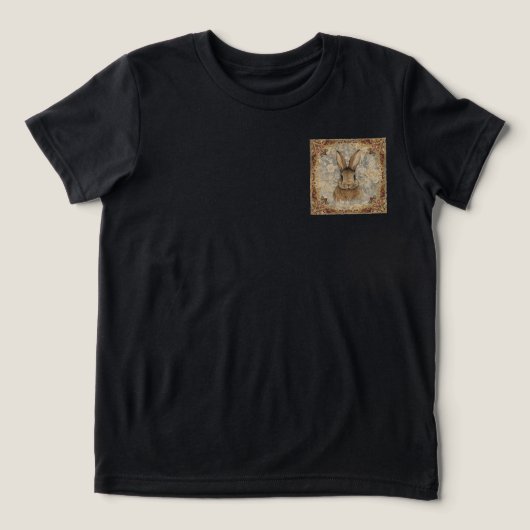 ヴィンテージラビット,花柄の可愛いウサギ トライブレンドTシャツ (デザイン正面)