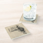 ヴィンテージラビッ図解入りの、写真付きのトバニーアート ガラスコースター (アングル)