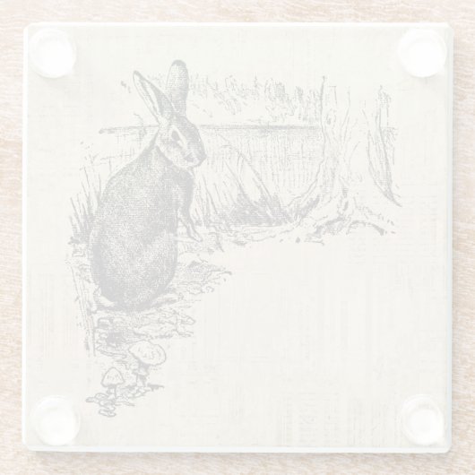 ヴィンテージラビッ図解入りの、写真付きのトバニーアート ガラスコースター (裏面)