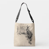 ヴィンテージラビッ図解入りの、写真付きのトバニーアート クロスボディバッグ (裏面)