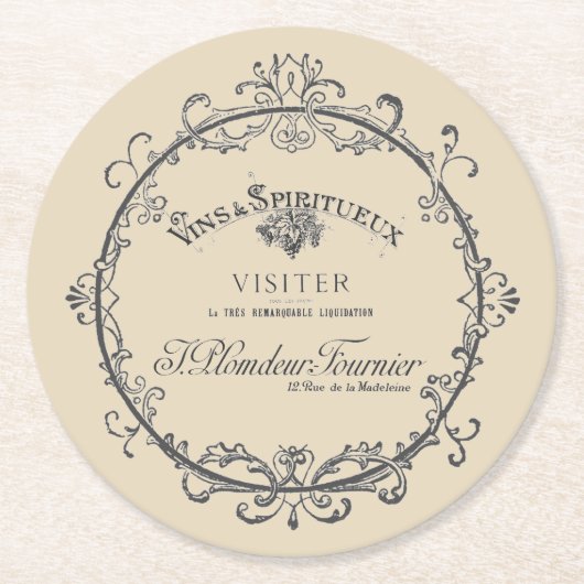 ヴィンテージラフランスのベル紙コースター ラウンドペーパーコースター (正面)