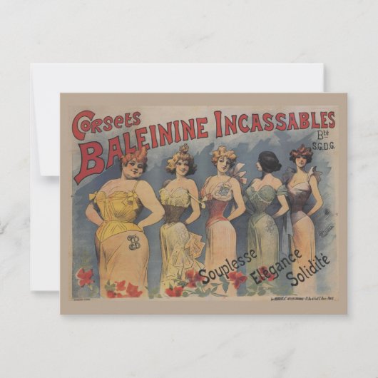 ヴィンテージラフランスのンジェリーウェディングシャワー 招待状 (正面)