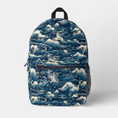 ヴィンテージラフ波パターン プリントバックパック (正面)