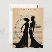 ヴィンテージラブアンドマリッジレズ結婚ビアンのロングフェロー ポストカード (正面/裏面)