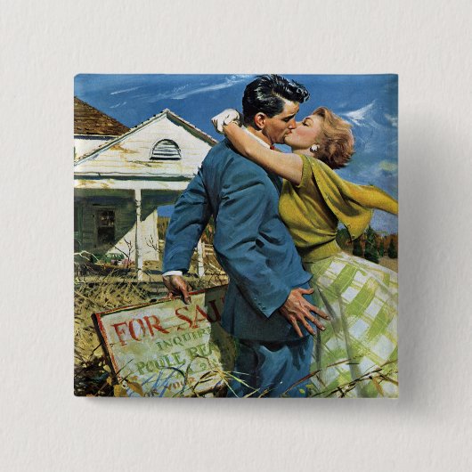 ヴィンテージラブアンドロマンスニュー買リュウズファーストハウス 缶バッジ (正面)