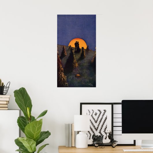 ヴィンテージラブアンドロマンスハーベストムーンキス ポスター (ホームオフィス)