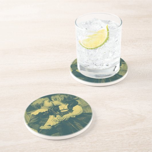 ヴィンテージラブアンドロマンス写真,子供のキス コースター (側面)