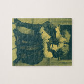 ヴィンテージラブアンドロマンス写真，子供のキス ジグソーパズル (横)