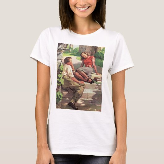 ヴィンテージラブアンドロマンス高校の恋人 Tシャツ (正面)