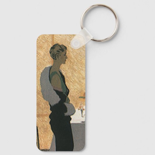 ヴィンテージラブアンドロマンス、カップルエレガントディナー キーホルダー (裏面)