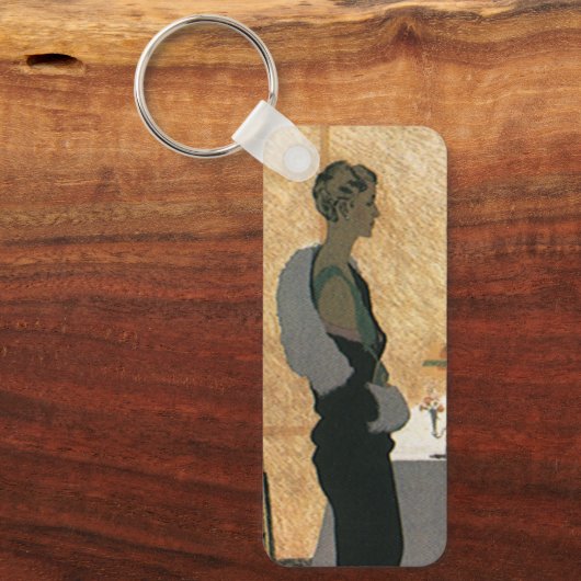 ヴィンテージラブアンドロマンス、カップルエレガントディナー キーホルダー (正面)