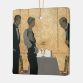 ヴィンテージラブアンドロマンス、カップルエレガントディナー セラミックオーナメント (左)