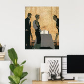 ヴィンテージラブアンドロマンス、カップルエレガントディナー ポスター (ホームオフィス)
