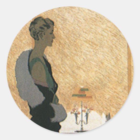 ヴィンテージラブアンドロマンス、カップルエレガントディナー ラウンドシール (正面)