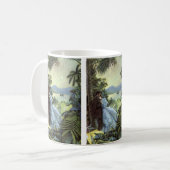 ヴィンテージラブアンドロマンス、ロマンチックなトロピカルビュー コーヒーマグカップ (正面左)