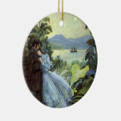 ヴィンテージラブアンドロマンス、ロマンチックなトロピカルビュー セラミックオーナメント (右)