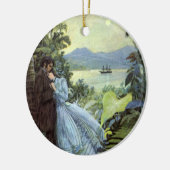 ヴィンテージラブアンドロマンス、ロマンチックなトロピカルビュー セラミックオーナメント (左)