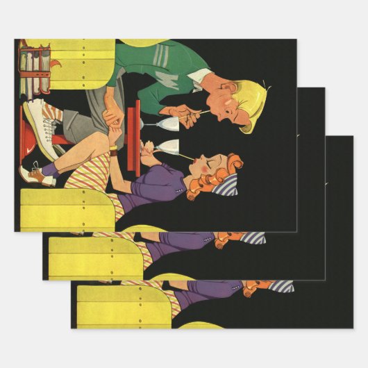 ヴィンテージラブアンドロマンス、10代のソーダショップ ラッピングペーパーシート (セット)