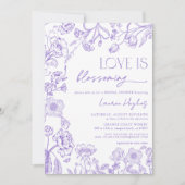 ヴィンテージラブイズパリーミングラベンダーブライダルシャワー 招待状 (正面)