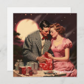 ヴィンテージラブカップル赤いハートバレンタイン シーズンカード (正面/裏面)