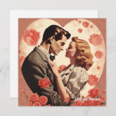 ヴィンテージラブカップルhgs赤いハートバレンタイン シーズンカード (正面/裏面)