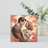 ヴィンテージラブカップルhgs赤いハートバレンタイン シーズンカード (スタンド正面)