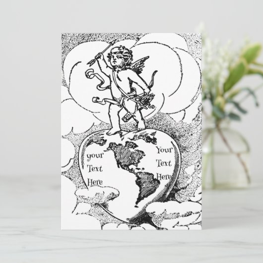 ヴィンテージラブクピ結婚ッド婚約カスタム 招待状 (スタンド正面)