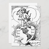 ヴィンテージラブクピ結婚ッド婚約カスタム 招待状 (正面/裏面)