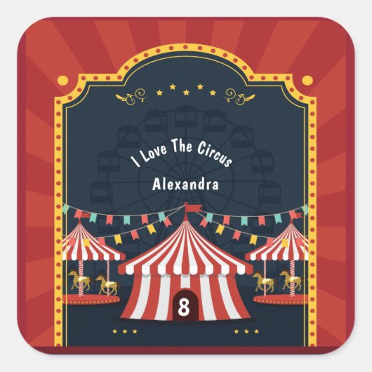 ヴィンテージラブサーカスカーニバル赤白青時代 スクエアシール (正面)