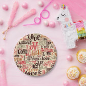 ヴィンテージラブタイポグラフィ ペーパープレート (パーティー)