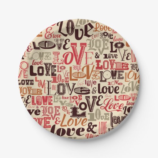 ヴィンテージラブタイポグラフィ ペーパープレート (正面)