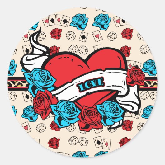 ヴィンテージラブタトゥーシール ラウンドシール (正面)