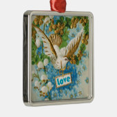 ヴィンテージラブダブブルー白い花オーナメント メタルオーナメント (右)