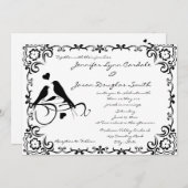 ヴィンテージラブバーズスクロールフレーム結婚式招待状 招待状 (正面/裏面)