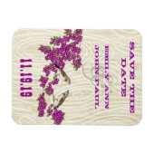 ヴィンテージラブバードさくらんぼ花の日付を保存 マグネット (横)