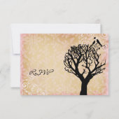 ヴィンテージラブバードの巻き紙婚礼の出欠確認カード 出欠カード (裏面)