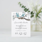 ヴィンテージラブバードアクアブルー&ピンクザデイト 招待状 (スタンド正面)