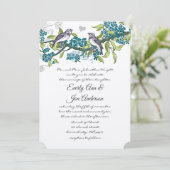 ヴィンテージラブバードティール（緑がかった色）パープル&グリーン結婚ズ 招待状 (スタンド正面)