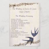 ヴィンテージラブバードネイビー結婚式 プログラム (正面)