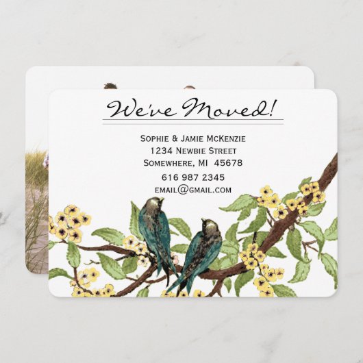 ヴィンテージラブバードバックの写真を移動 招待状 (正面/裏面)