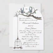 ヴィンテージラブバードバードケージブライダルシャワー 招待状 (正面)